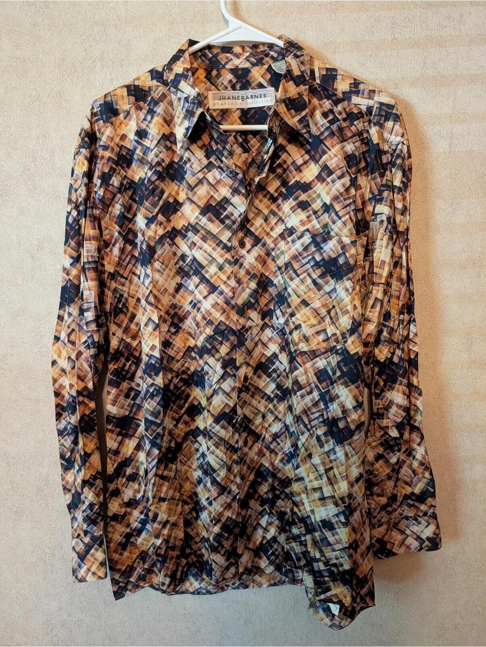 JHANE BARNES vintage pattern button down shirt sz M